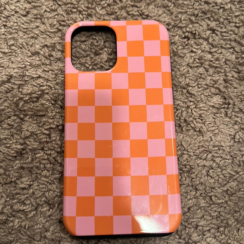 Pink and orange checkered iPhone 12 Pro case!